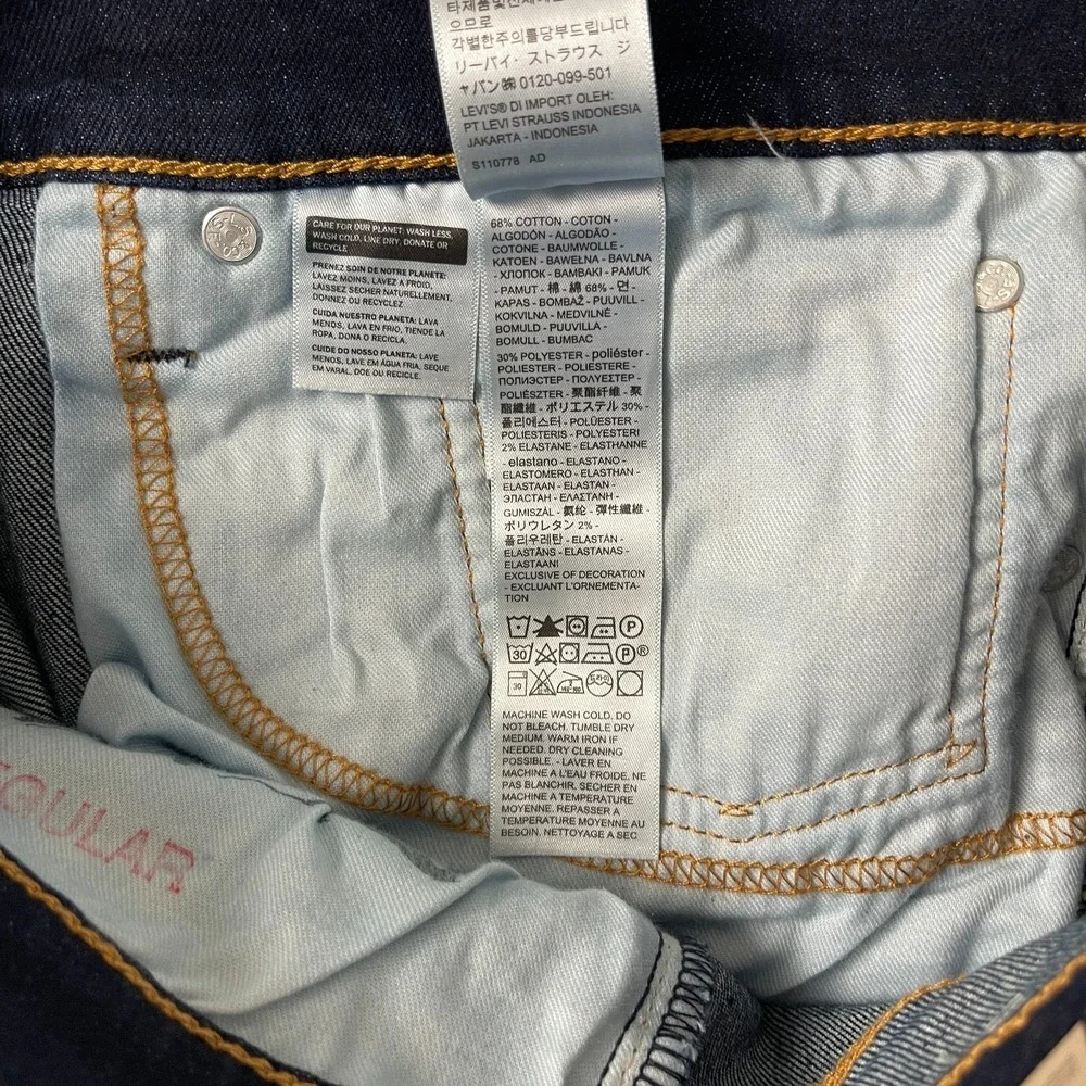 Levis 502 Jeans Mens 36x32 Blue Taper Dark Wash Stretch Denim Preppy Minimalist